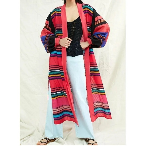 Anthropologie Other - Anthropologie Conditions Apply Kimono Cover-Up Pink Bright Striped One Size